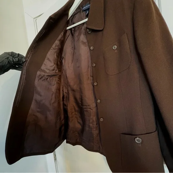 Vintage 90s Anne Klein II 100% Pure Wool Light Utility Jacket USA 10 fits like 6 - Picture 8 of 12